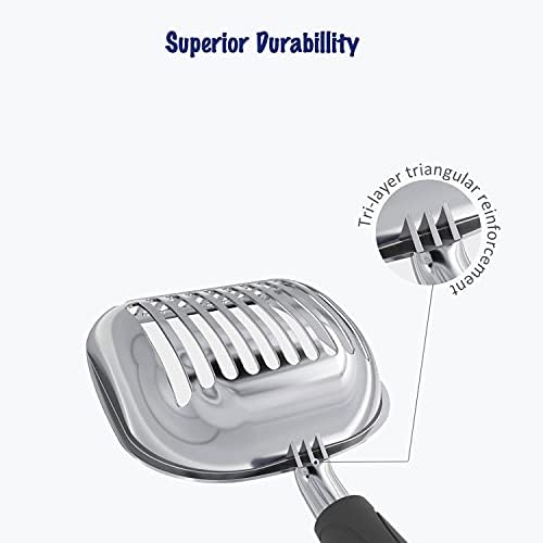 WePet Cat Litter Scoop, Aluminum Alloy Sifter, Kitty Metal Scooper, Deep Shovel, Long Handle, Poop Sifting, Kitten Pooper Lifter, Durable, Heavy Duty, for Litter Box - Image 3