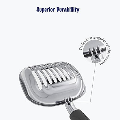 WePet Cat Litter Scoop, Aluminum Alloy Sifter, Kitty Metal Scooper, Deep Shovel, Long Handle, Poop Sifting, Kitten Pooper Lifter, Durable, Heavy Duty, for Litter Box - Image 3
