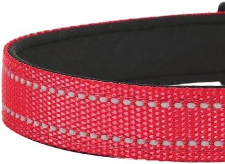 Reflective Dog Collar, Adjustable Soft Neoprene Padded Nylon Pet Collars with Buckle for Medium Dogs,M, Red - Image 5