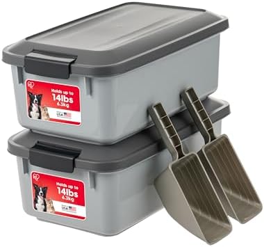 IRIS USA Dog Food Storage Container, 2-Pack, Up to 14 lbs, Gray by IRISUSA