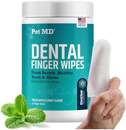Pet MD Pet Dental Finger Wipes for Dogs - Fresh Apple & Mint Flavor - 50ct by PetMD