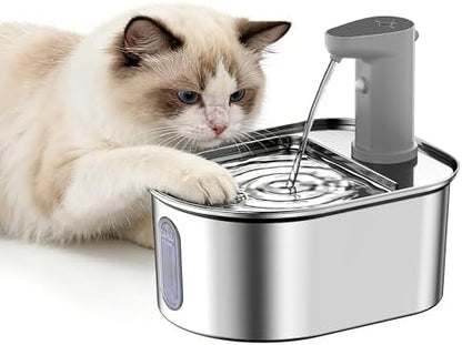 Wireless Cat Water Fountain Cordless Stainless Steel 108oz/3.2L - Image 3