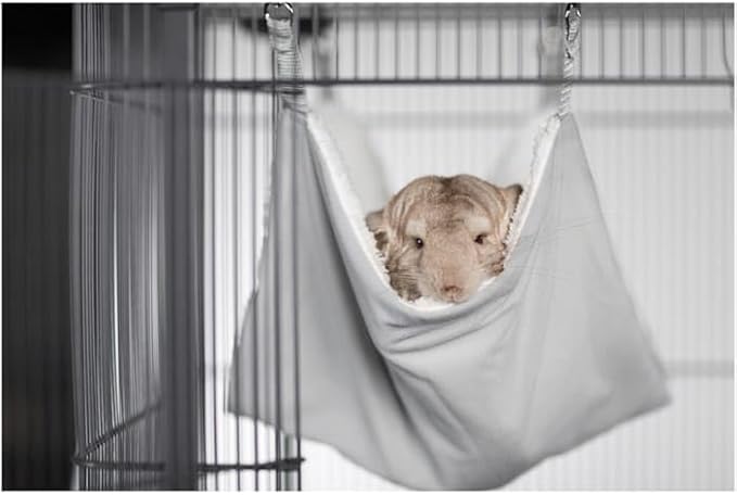 Prevue Pet Products Replacement Hammock - Cat Accessories for Cages, Hanging Bed, Soft & Comfortable with Metal Clips for Hanging, for Guinea Pigs, Rats, Ferrets, Chinchillas, & Small Animals - Gray