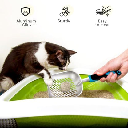 Cat Litter Scoop-Metal Cat Scooper-Long Handle Scoop,Cat Scooper-Poop Sifting-Mesh Shovel-Suitable for Cat Litter Box(Blue)-Christmas - Image 6