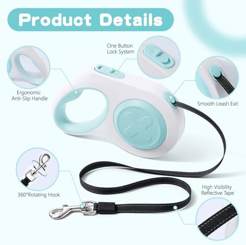 Retractable Dog Leash 9.84/16.4 ft, Tangle-Free One-Handed Brake - Image 3
