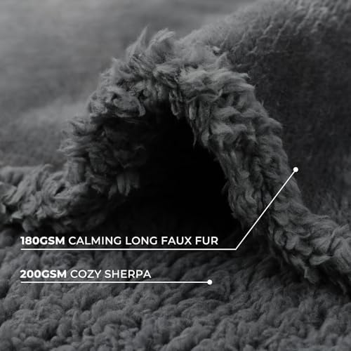 Luciphia Waterproof Bed Blanket Washable, Soft Sherpa Fleece Puppy Reversible Throw Blankets for Medium Large Dog Cat, Furniture Cover Protector Couch Bed from Liquid Pee and Pet Fur, Grey,65" x 57" - Image 5