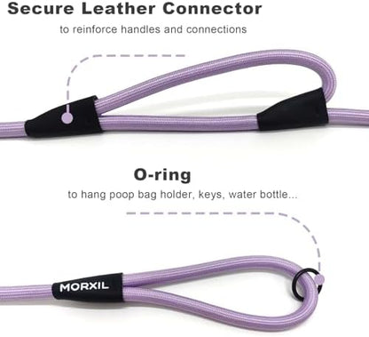 Rope Dog Leash with Two Handles, 6 Foot Heavy Duty Dog Leash with Aviation Aluminum Auto Locking Carabiner, Strong Nylon Pet Lead for Small, Medium, Large Dogs (Purple, 6FT-Two Handle) - Image 5