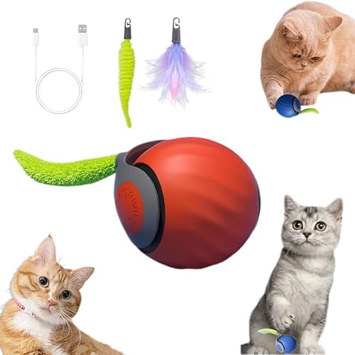 Speedy Tail 2.0 Cat Toy,Interactive Cat Ball,CatToys for Indoor Cats,Chewie Viral CatBall,Adjustable Sports Rolling Toy,Electric RollingBall Christmas Birthday Gift for Pets.(Orange) by Unknown