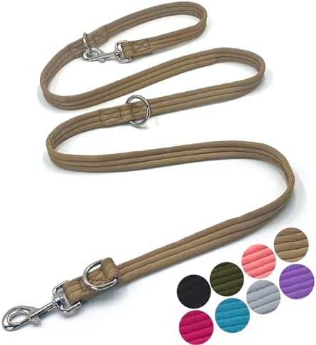 Multifunctional Double Ended Dog Leash,for Obedience Training Or Distance Work Easy to Use,Lightweight,Soft&Durable Convertible Hands Free,Crossbody,Over Shoulder(Light Military Tan, 2M*2.5CM) by MoTaity