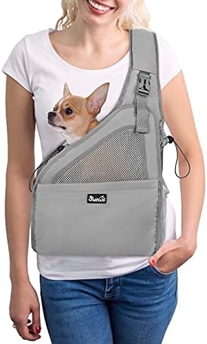 SlowTon Dog Sling Carrier, Hands Free Hard Bottom for Small Dogs up to 6 lb by SlowTon