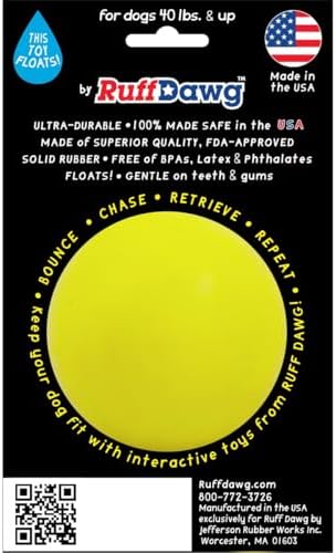 Ruff Dawg Indestructible Dog Ball XL 3.5” Yellow – Heavy-Duty Rubber Fetch Toy for Aggressive Chewers – Extreme Bounce, Floats, BPA & Latex Free – Made in USA - Image 2