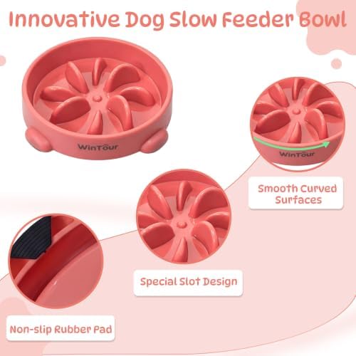 WinTour Slow Feeder Dog Bowls for Small Medium Pets, Round PP Dish, 1 Pack - Image 6