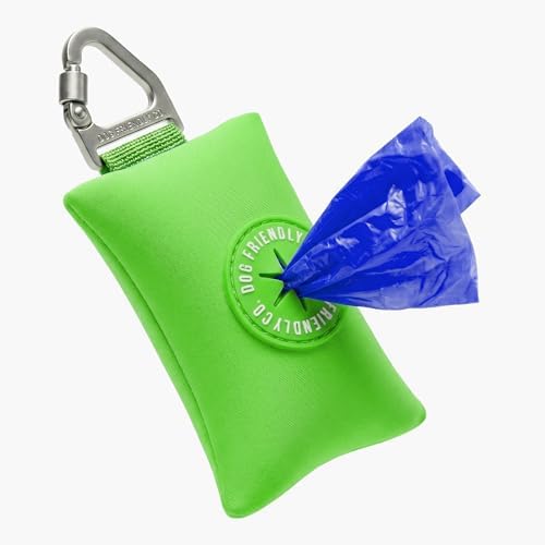 Dog Friendly Co. Poop Bag Holder for Leash, Dog Waste Bag (Neon Green) by DogFriendly