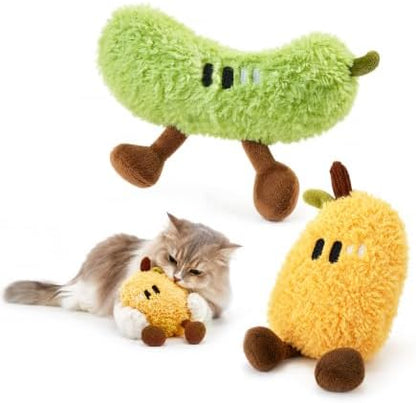 Potaroma Plush Catnip Fruit Cat Toy 2 Pack, Crinkle Interactive Chew Pillow by Potaroma
