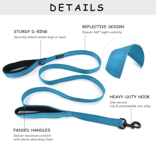 Wagtime Club Heavy Duty Double Handle Dog Leash for Large Medium Small Dogs - Image 2