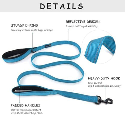 Wagtime Club Heavy Duty Double Handle Dog Leash for Large Medium Small Dogs - Image 2