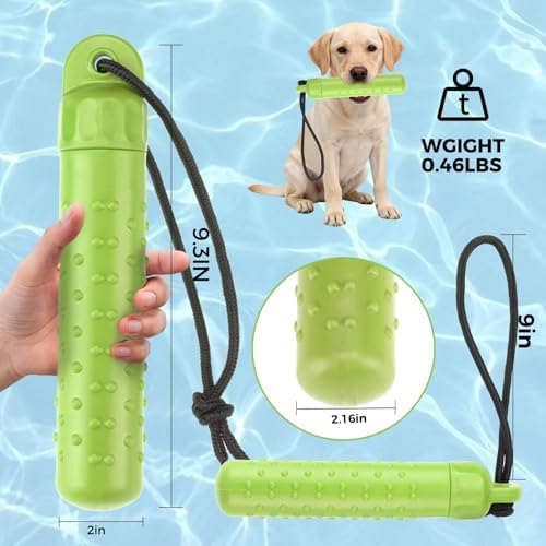BINGPET Dog Float Bumper Toy 2 Pack,9.3 Inch Detachable Treat Dispensing Puzzle Toys,Training Dummy Retrieving Bumpers Summer Pool Toy Tug Game,Interactive Toys for Medium Large Dogs(Red & Green) - Image 3