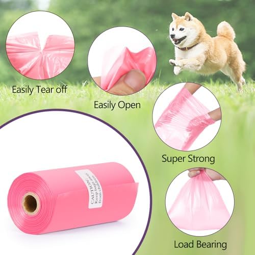 Lifegogo 1140 Counts 57 Rolls Unscented Doggy Poop Bags, Leak-Proof, Easy Tear-Off, Pink (13 x 9 Inches) - Image 5