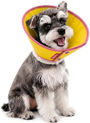 Soft Dog Cone Collar for Dogs & Cats, Adjustable Elizabethan Recovery Collar, Lightweight EPE Material, Post-Surgery Wound Protection (Yellow, L) by Mabawa