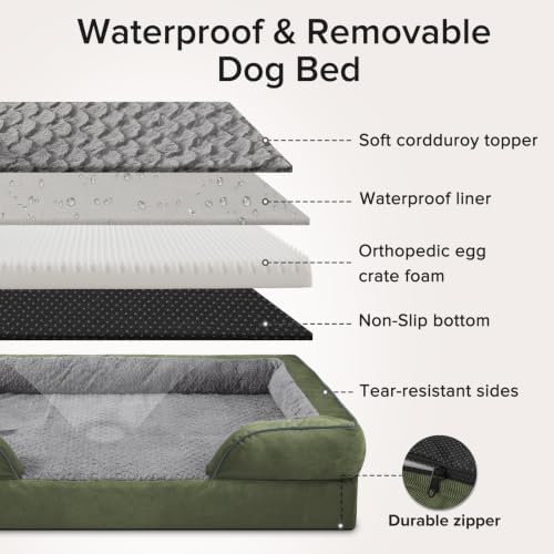 INVENHO L Plus Orthopedic Dog Bed for Large Dogs, Washable Dog Sofa with Egg-Crate Foam, Waterproof Lining and Non-Skid Bottom - Image 7