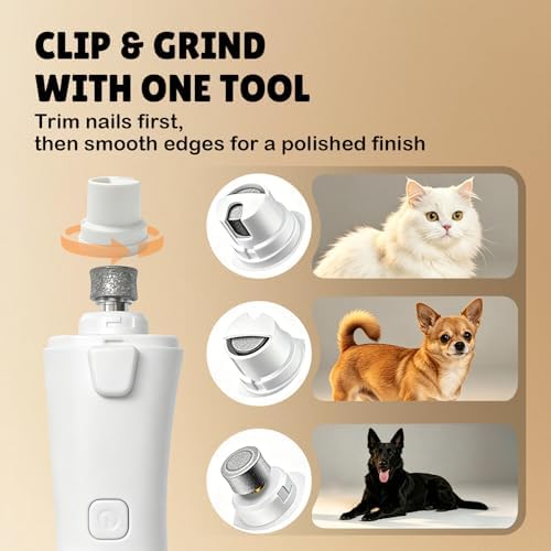 2-in-1 Dog Nail Clippers and Grinder with LCD Battery Display - Professional Cat Claw Trimmer with Built-in Safety Light & Guard, Ultra Quiet Rechargeable Pet Claw Grooming Tool for Large & Small Pets - Image 3