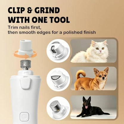 2-in-1 Dog Nail Clippers and Grinder with LCD Battery Display - Professional Cat Claw Trimmer with Built-in Safety Light & Guard, Ultra Quiet Rechargeable Pet Claw Grooming Tool for Large & Small Pets - Image 3