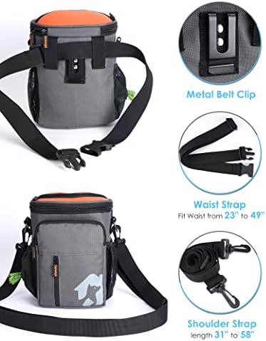 Gobeigo 8 Cup Dog Treat Pouch with Training Clicker(Gray & Orange) - Image 6