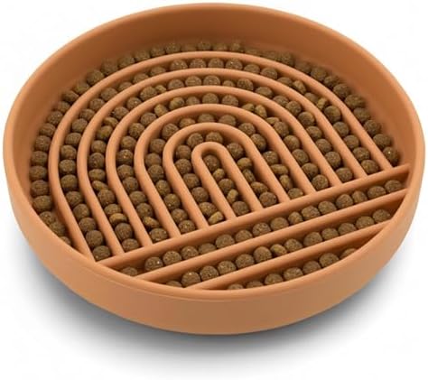 Slow Feeder Dog Bowl - Silicone Dog Bowl, Medium, 7.5" x 1.5" - Terracotta by ShouldWeGo