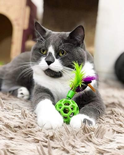 JW Pet Cataction Feather Ball with Bell, Cat Toy, Green, 1 Count (Pack of 1) (71059) - Image 2