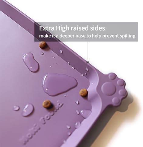 Hoki Found Silicone Pet Food Mats Tray - High-Lips Pet Dog Cat Bowl Mats - Pet Feeding Mat - Waterproof Dog Cat Food Mats -Pet Water Mats for Floors - Amethyst - Image 2