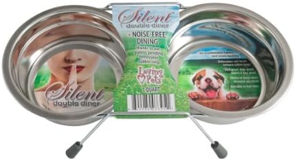 Loving Pets Silent Double Diner Pet Bowl, 2-Quart, Grey - Image 2