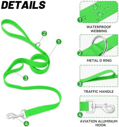 Waterproof Dog Leash with Double Handle, 6 FT Durable Odor-Proof Dog Leashes with Strong Aviation Aluminum Hooks Fits Small Medium or Large Dogs - Image 3