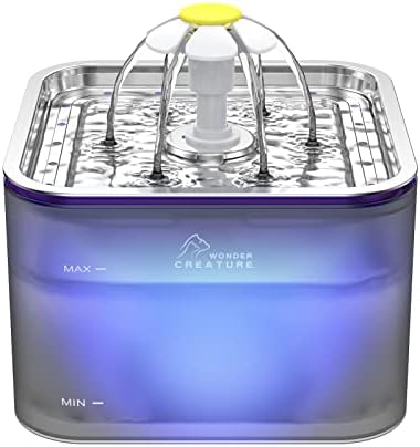 Wonder Creature Crystal Cat Water Fountain Stainless Steel Lid, 101oz/3L by WonderCreature
