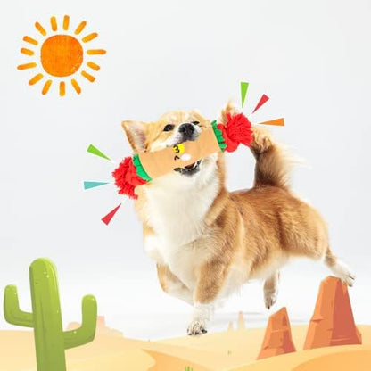 lilfrd Burrito Snuffle Mat Dog Toy, Squeaky Crinkle Rope Puzzle Taco Toy - Image 6