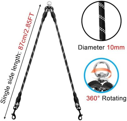 Double Dog Leash Coupler No Tangle Dual Dog Leash Splitter Reflective DoubleLeash for Two Dogs Double Clip DogLeash Coupler for Two Dogs - Image 2