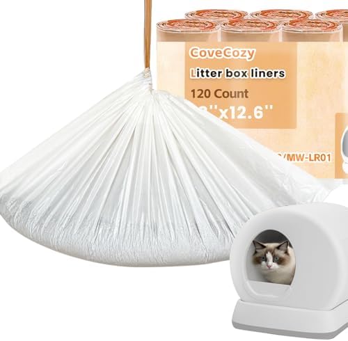 Cat Litter Bags Compatible with MW-SC01/SC02/SC09/LR01/LR02, Heavy Duty Drawstring Replacement Liners, Thick Leakproof Cat Litter Waste Bags, 18" x 12.6" (120Count) by CoveCozy