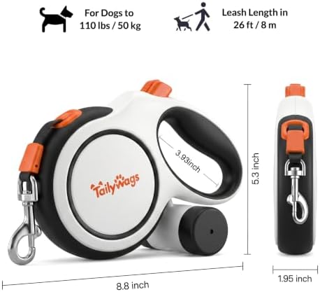 26ft Retractable Dog Leash for Large Dogs up to 110 lbs, White - Image 2