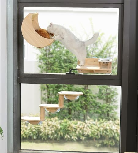 HAPYKITYS Cat Window Perch, Plywood Moon Bed with 4 Heavy-Duty Suction Cups - Image 3