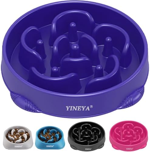 YINEYA 4 Cups Slow Feeder Dog Bowls Large Breed, Anti-Choking Pet Supplies, Maze Dog Food Bowl, Puzzle Feeder That Slow Down Eating by YINEYA