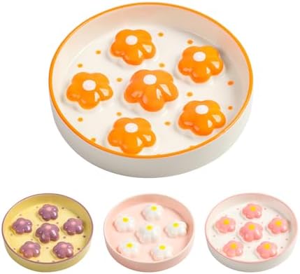 Ceramic Slow Feeder Cat Bowl, 6.3" Whisker Friendly Anti-Vomit, Orange by PTOBER