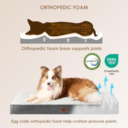 EHEYCIGA Orthopedic Dog Bed Large with Removable Washable Cover, 36IN Beige - Image 2