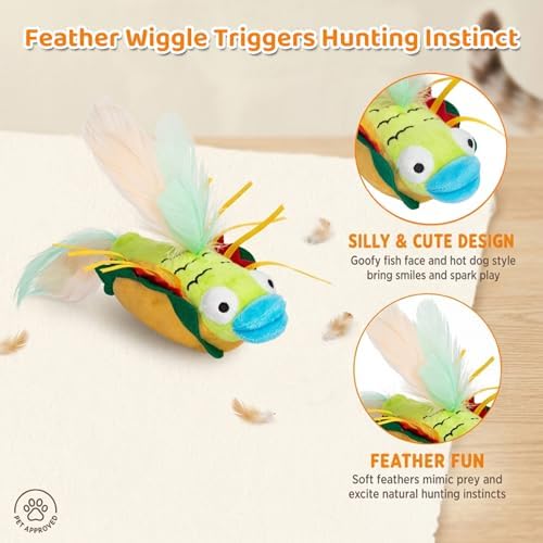 Hollypet 3 PCS Cat Feather Catnip Toys for Indoor Cats with Crinkle Ribbons - Image 5