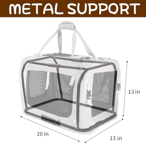 Large Cat Carrier, Portable Soft Sided Road Car Carrier, for Small Dog or Big Cats, 20"x13"x13" Outside Folding Comfortable Design, Black - Image 5