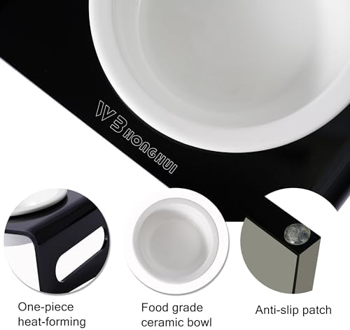 Tilted Raised Elevated Food and Water Bowls Stand for Cat or Small Dogs - Puppy's Clear Acrylic Stainless Steel 3 Dishes Holder for Boy or Girl Pet by WBhonghui (Black-3bowls) - Image 3