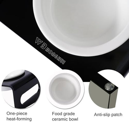 Tilted Raised Elevated Food and Water Bowls Stand for Cat or Small Dogs - Puppy's Clear Acrylic Stainless Steel 3 Dishes Holder for Boy or Girl Pet by WBhonghui (Black-3bowls) - Image 3