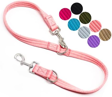 Double Ended Dog Leash,for Obedience Training Easy to Use,Lightweight,Soft for Large and Medium Dogs (Pink, 1M*2.5CM) by MoTaity