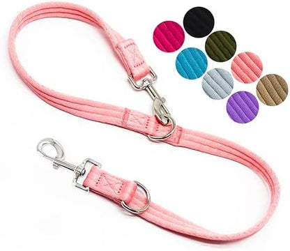 Double Ended Dog Leash,for Obedience Training Easy to Use,Lightweight,Soft for Large and Medium Dogs (Pink, 1M*2.5CM) by MoTaity