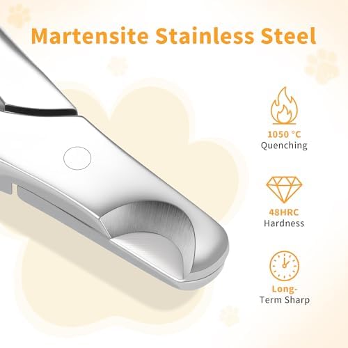 Dog Nail Clippers - All Steel Material, Dog Nnail Trimmers with Built-in Spring, Cat Nail Clipper for All Dogs Cats, Professional Pet Nail Clippers with Free Nail File - Image 4