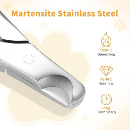 Dog Nail Clippers - All Steel Material, Dog Nnail Trimmers with Built-in Spring, Cat Nail Clipper for All Dogs Cats, Professional Pet Nail Clippers with Free Nail File - Image 4