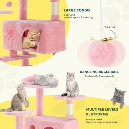 DUMOS 54 Inch Cat Tree Tower with Scratching Posts, Indoor Use - Image 5